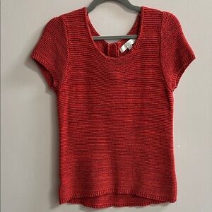 LOFT Vibrant Rust Orange Knit Textured Top